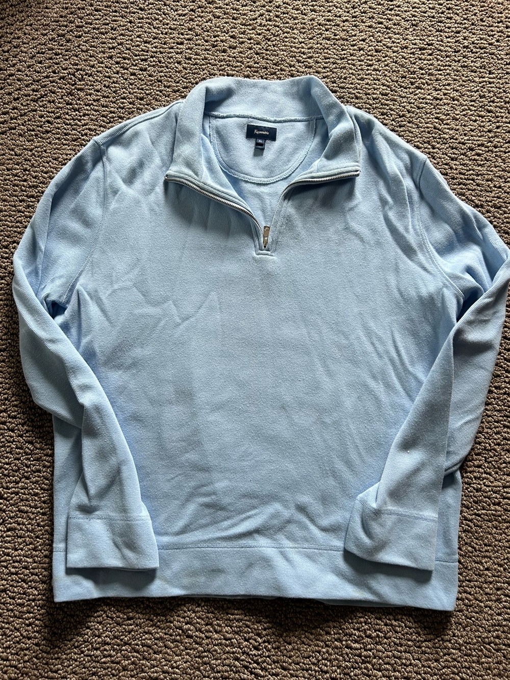 Faconnable Brand Men's Light Blue Quarter-Zip Sweater
